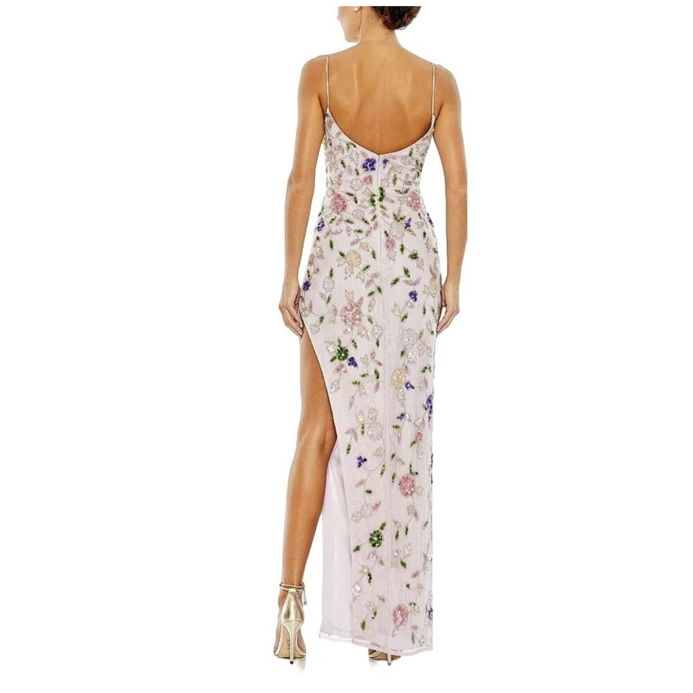 Mac Duggal Floral Embroidered Maxi Dress - Pink and Purple - Picture 4 of 13